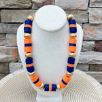 Navy, Orange & Gold School Spirit Necklace - The Pink Pineapple 850