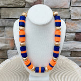 Navy, Orange & Gold School Spirit Necklace - The Pink Pineapple 850