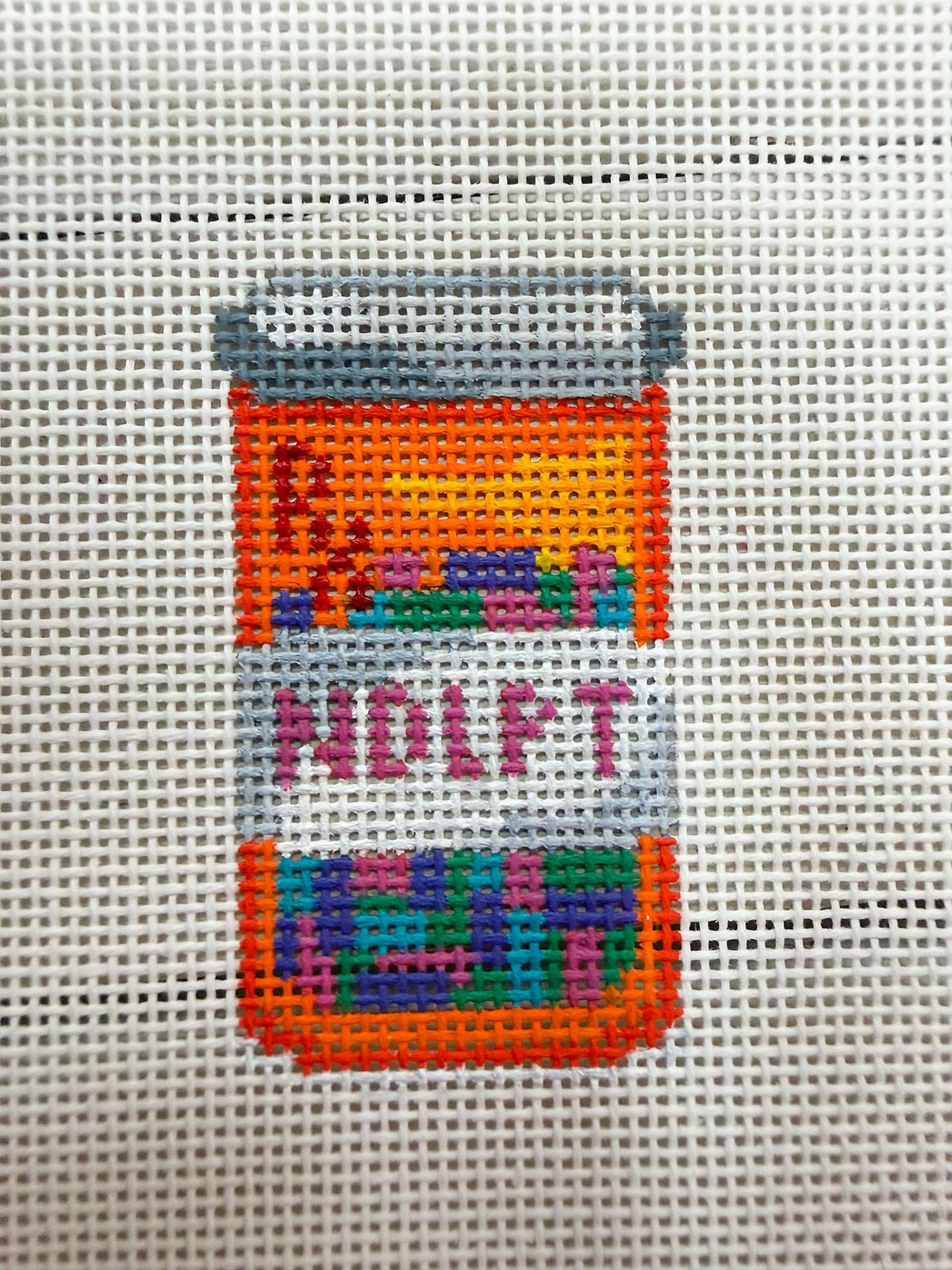 Needlepoint RX Bottle Canvas - The Pink Pineapple 850