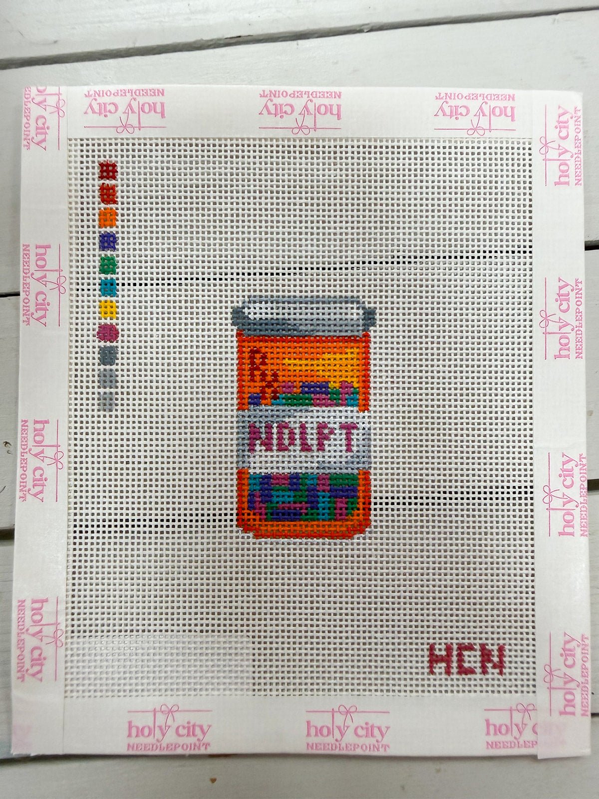 Needlepoint RX Bottle Canvas - The Pink Pineapple 850