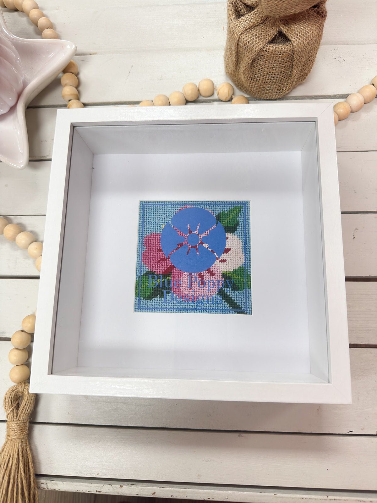 Needlepoint Shadowbox Frame - The Pink Pineapple 850