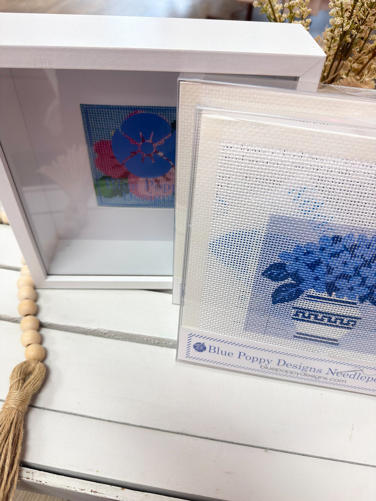 Needlepoint Shadowbox Frame - The Pink Pineapple 850