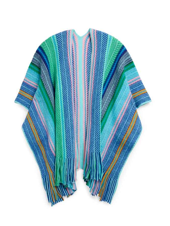 Nicola Cape Blue Mix Fringe - The Pink Pineapple 850