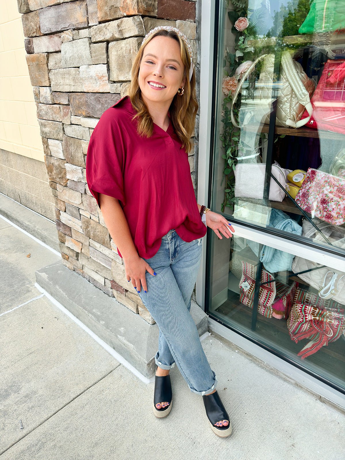 No Competition Short Sleeve Blouse - The Pink Pineapple 850