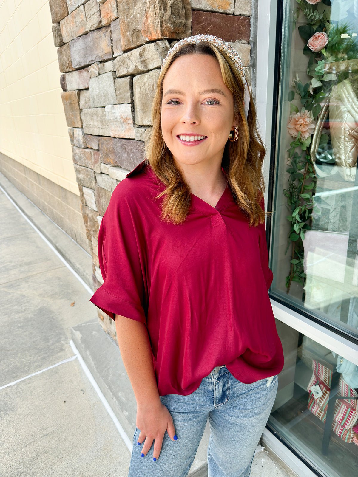 No Competition Short Sleeve Blouse - The Pink Pineapple 850