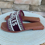 Noles Embroidered Sandals in Garnet - The Pink Pineapple 850