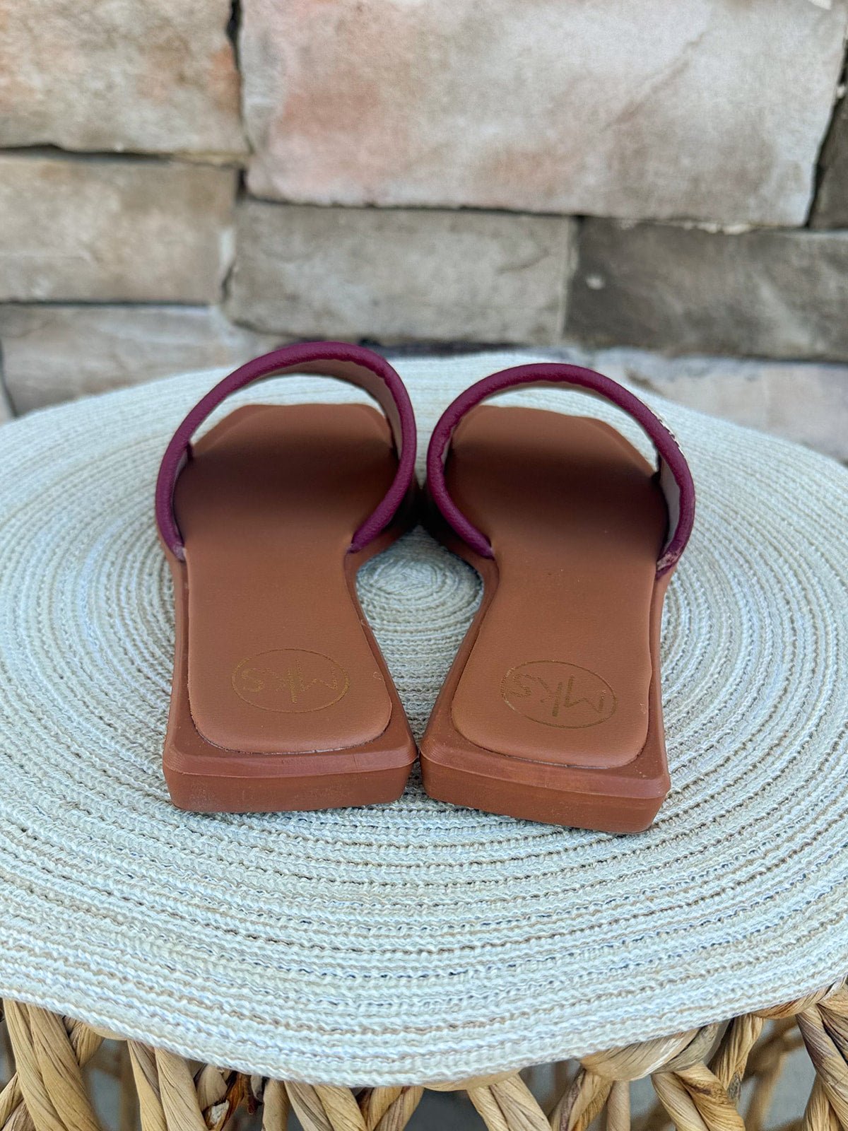 Noles Embroidered Sandals in Garnet - The Pink Pineapple 850