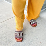 Noles Embroidered Sandals in Garnet - The Pink Pineapple 850