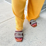 Noles Embroidered Sandals in Garnet - The Pink Pineapple 850