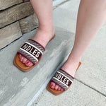 Noles Embroidered Sandals in Garnet - The Pink Pineapple 850