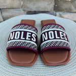Noles Embroidered Sandals in Garnet - The Pink Pineapple 850