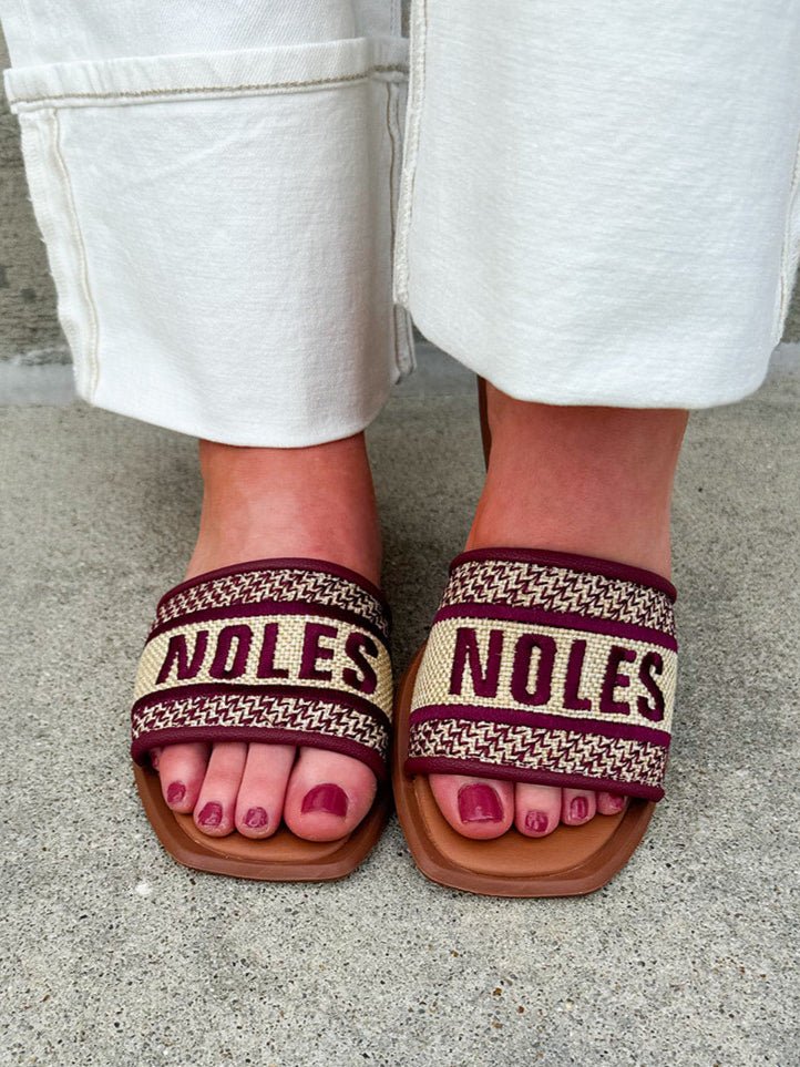 Noles Embroidered Sandals in Gold - The Pink Pineapple 850