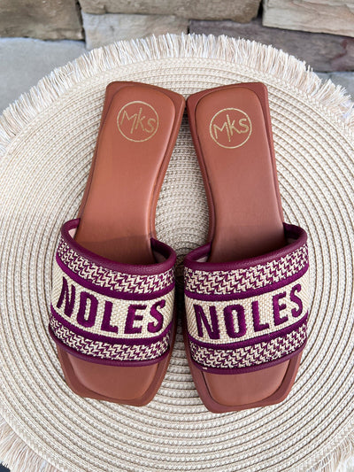 Noles Embroidered Sandals in Gold - The Pink Pineapple 850