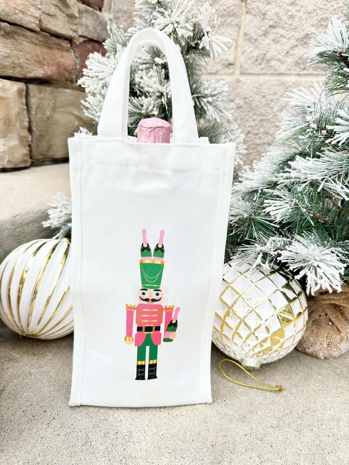 Nutcracker Champagne Christmas Wine Bag - The Pink Pineapple 850