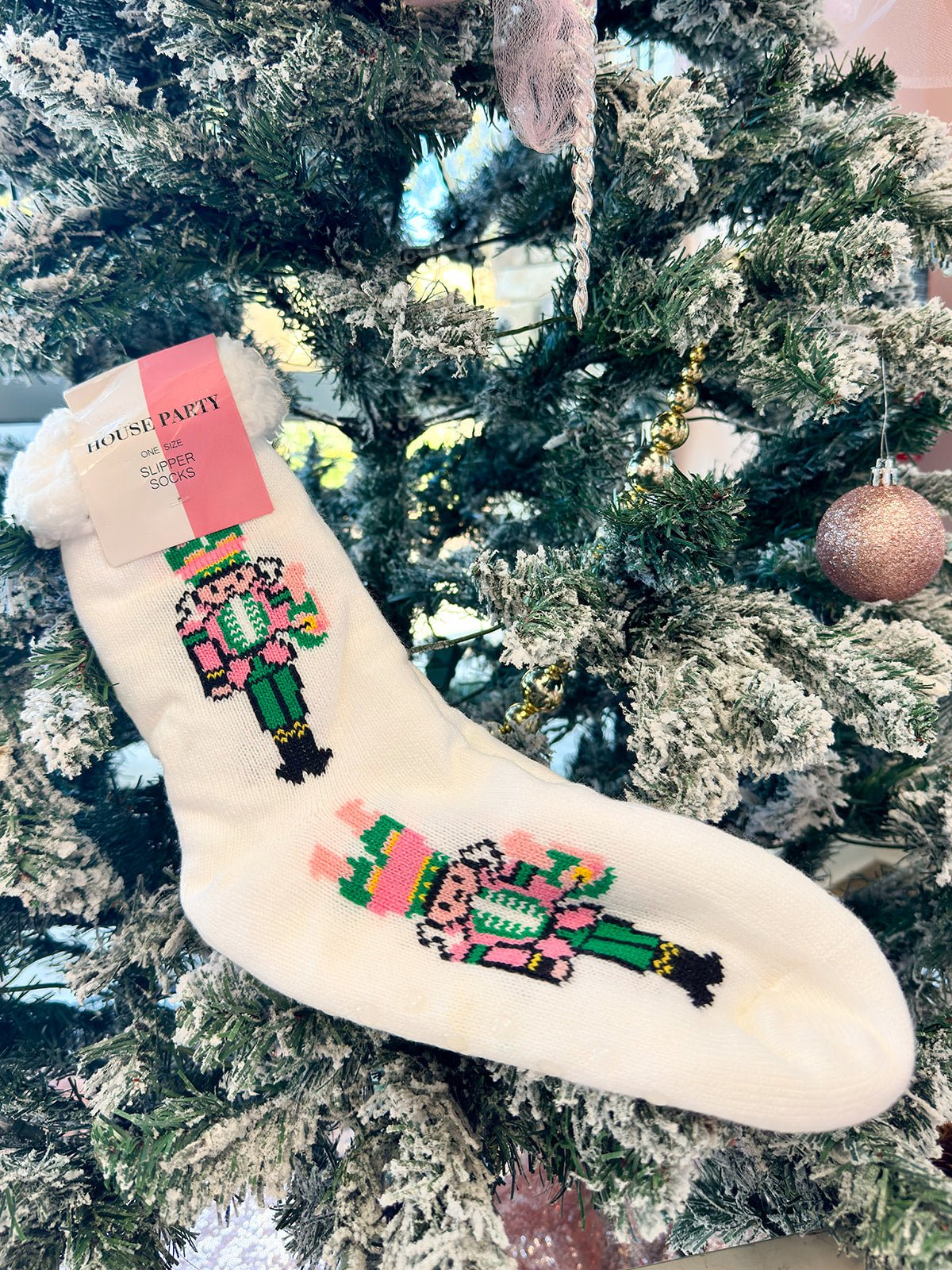Nutcracker Champagne Slipper Socks - The Pink Pineapple 850