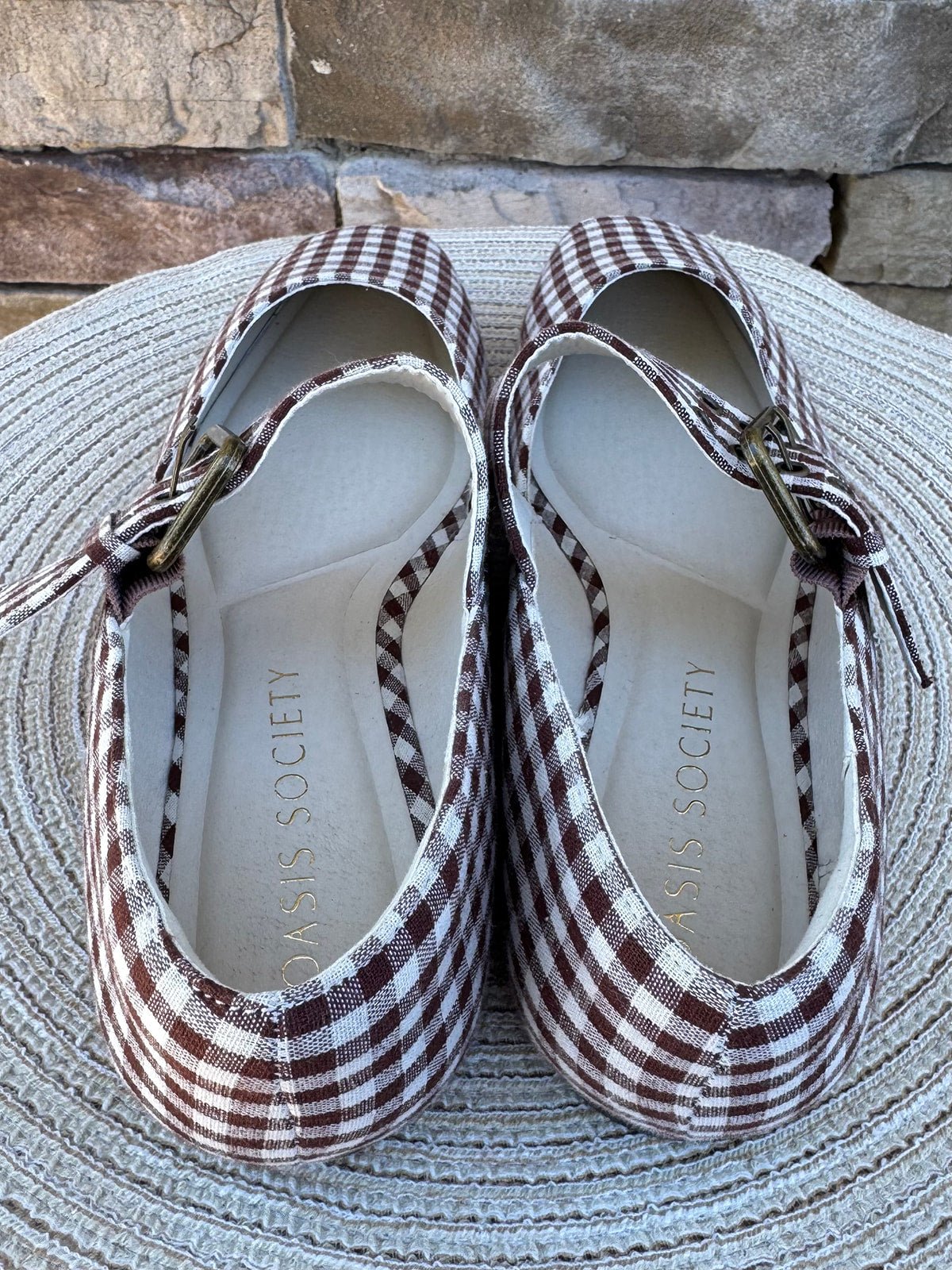 [Oasis Society] Soho Coffee Gingham Ballet Flat - The Pink Pineapple 850
