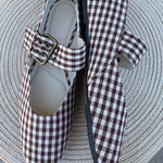 [Oasis Society] Soho Coffee Gingham Ballet Flat - The Pink Pineapple 850