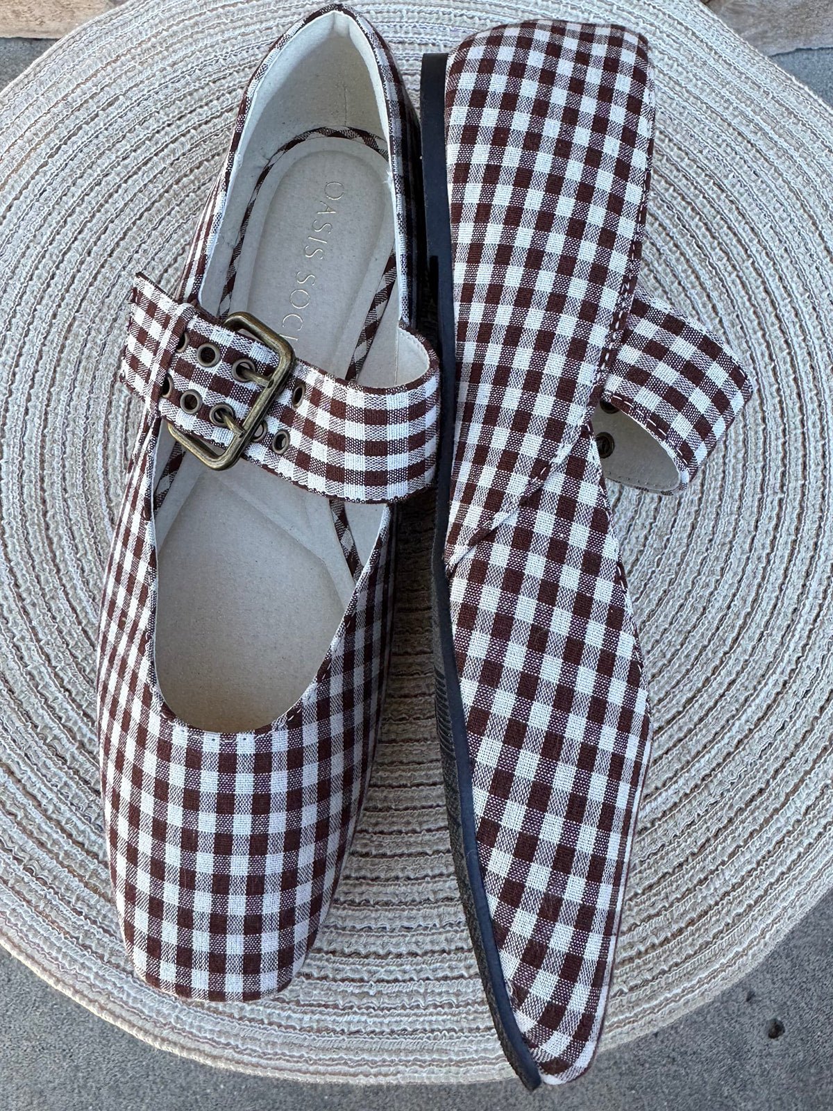 [Oasis Society] Soho Coffee Gingham Ballet Flat - The Pink Pineapple 850