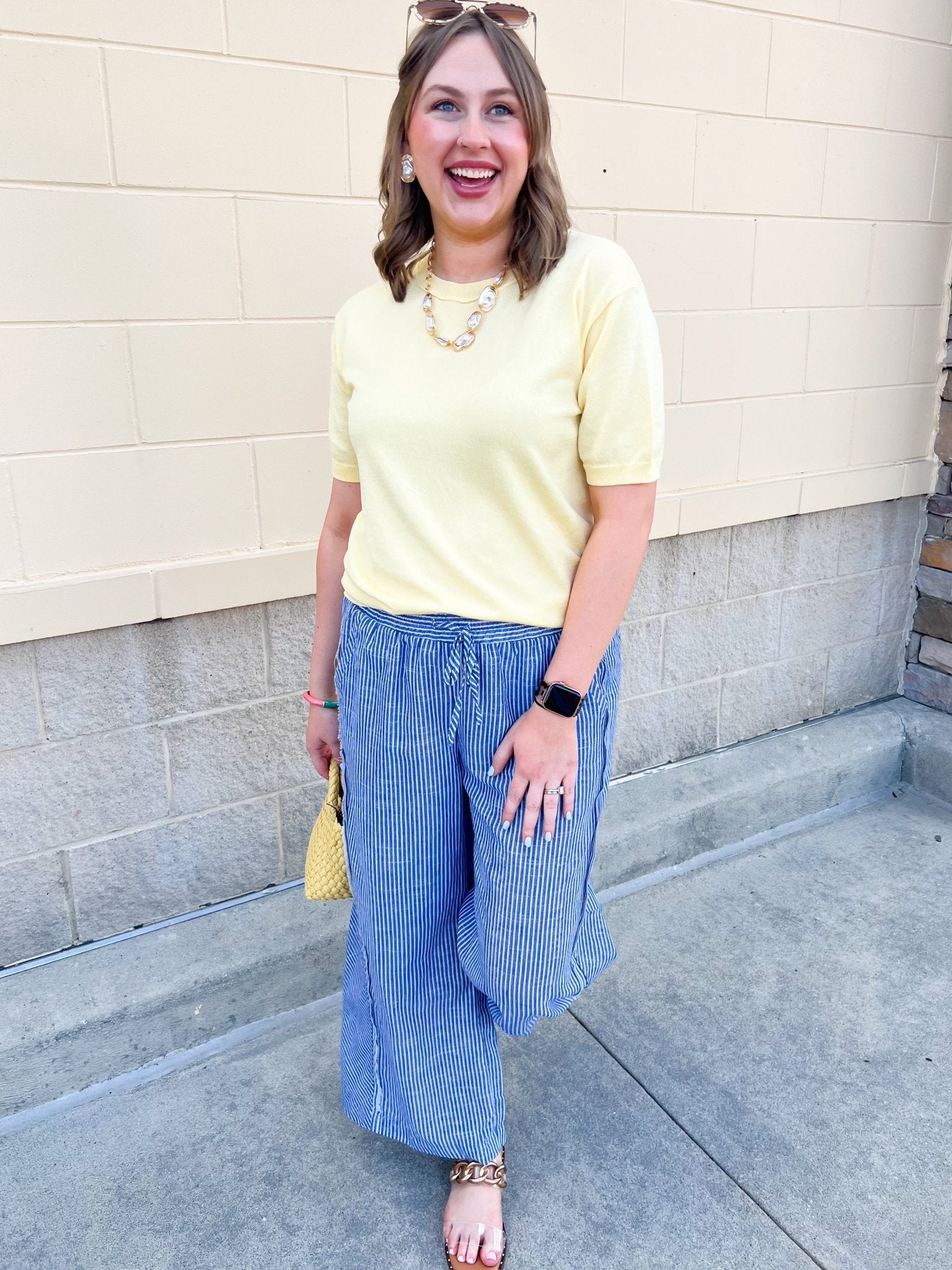 Ocean Breeze Striped Wide - Leg Pants - The Pink Pineapple 850