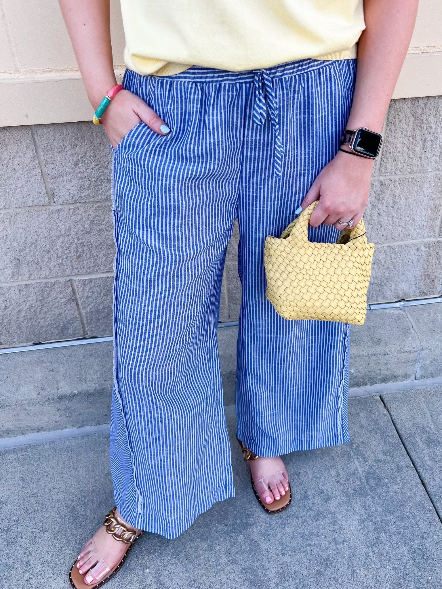 Ocean Breeze Striped Wide - Leg Pants - The Pink Pineapple 850