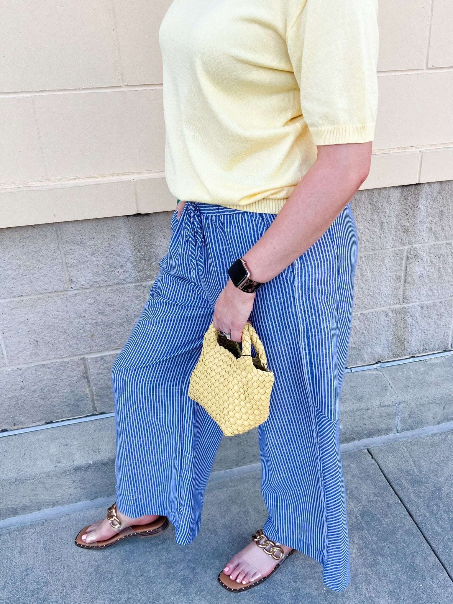 Ocean Breeze Striped Wide - Leg Pants - The Pink Pineapple 850