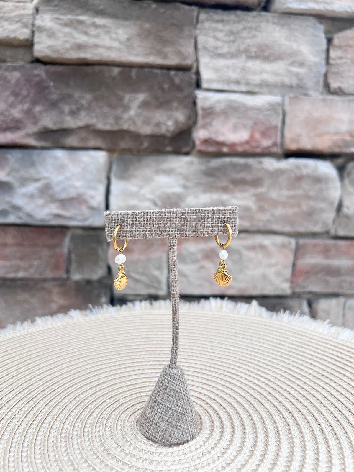 Oceanside Charm Gold and Pearl Hoops - The Pink Pineapple 850