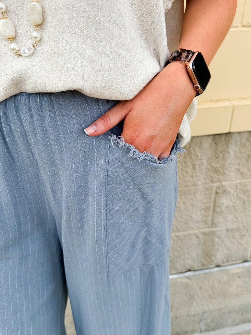 Off Duty Striped Pants - The Pink Pineapple 850