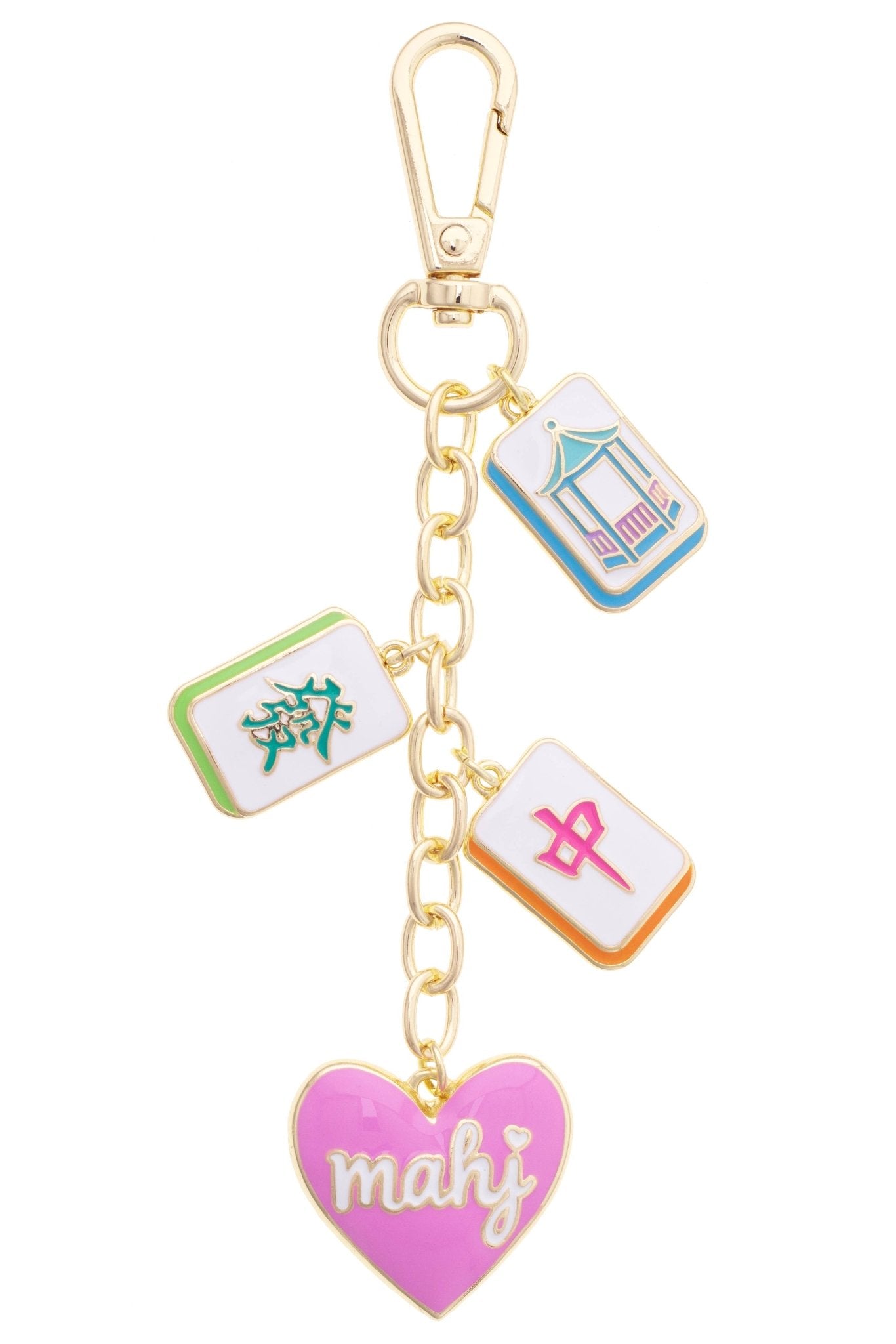 Oh My Mahj Heart Cluster Bag Charm in Pastel Multi - The Pink Pineapple 850