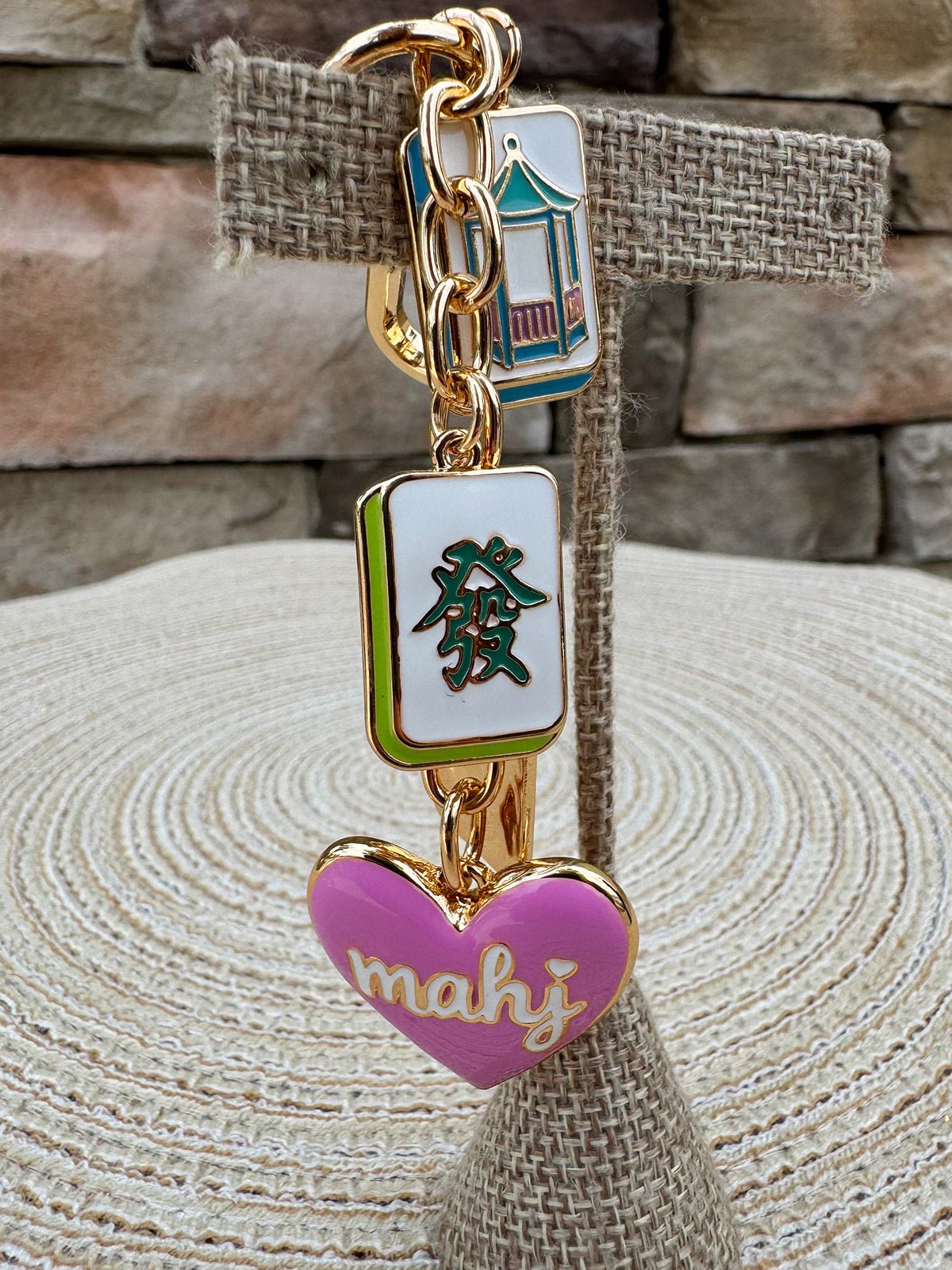 Oh My Mahj Heart Cluster Bag Charm in Pastel Multi - The Pink Pineapple 850