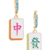 Oh My Mahj Pave Huggie Hoop Earrings in Pastel Multi - The Pink Pineapple 850