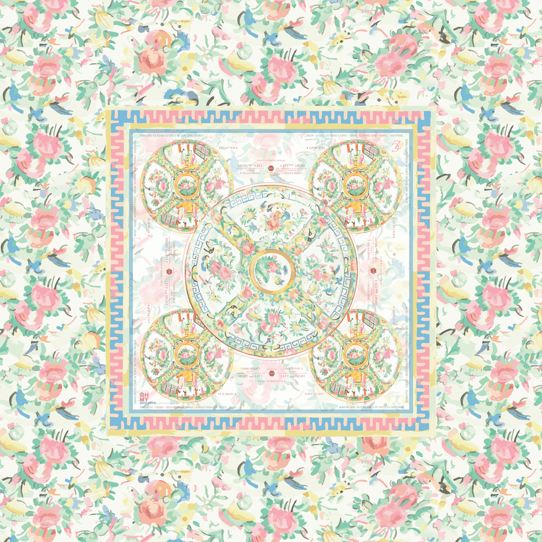 [Oh My Mahjong] Aristocrat Mahjong Tablecloth - The Pink Pineapple 850