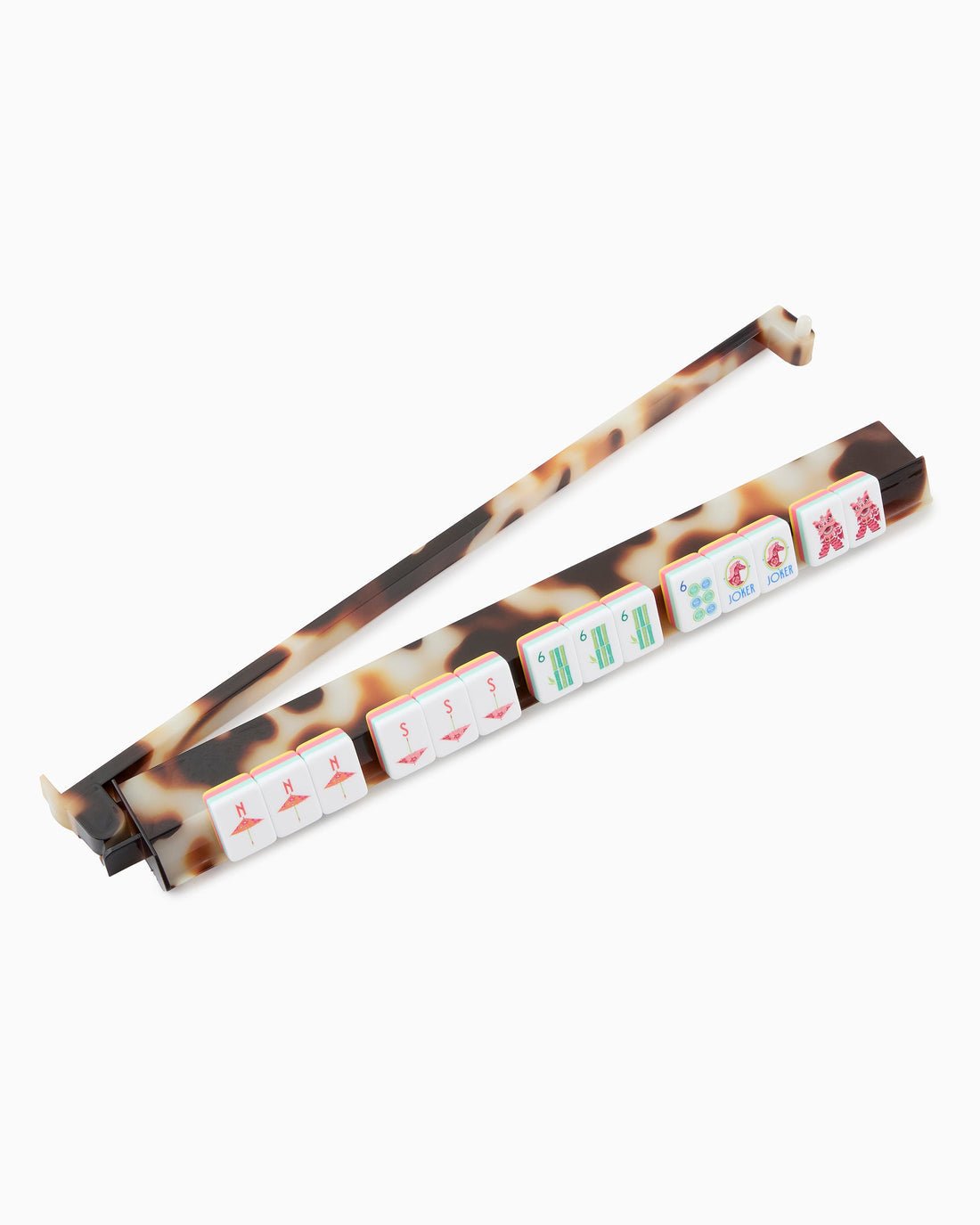 [Oh My Mahjong] Blonde Tortoise Shell Mahjong Rack & Pusher Set - The Pink Pineapple 850