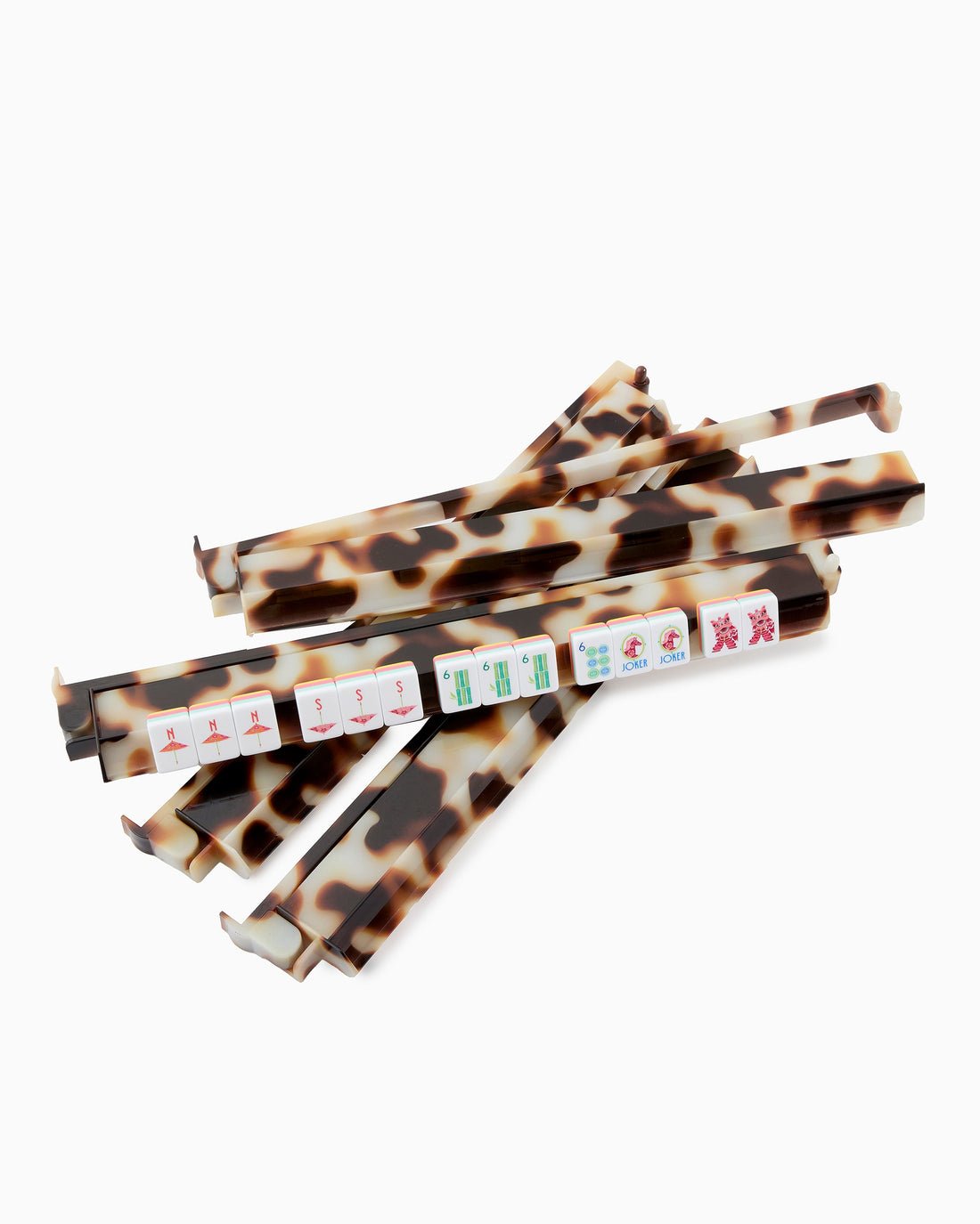 [Oh My Mahjong] Blonde Tortoise Shell Mahjong Rack & Pusher Set - The Pink Pineapple 850