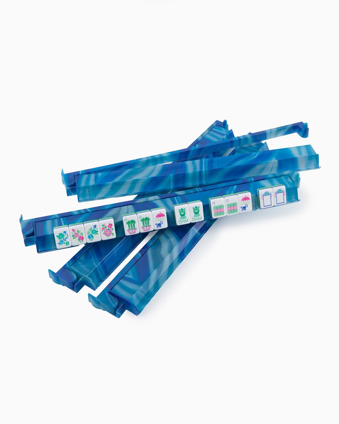 [Oh My Mahjong] Blue Lace Agate Mahjong Rack & Pusher Set - The Pink Pineapple 850