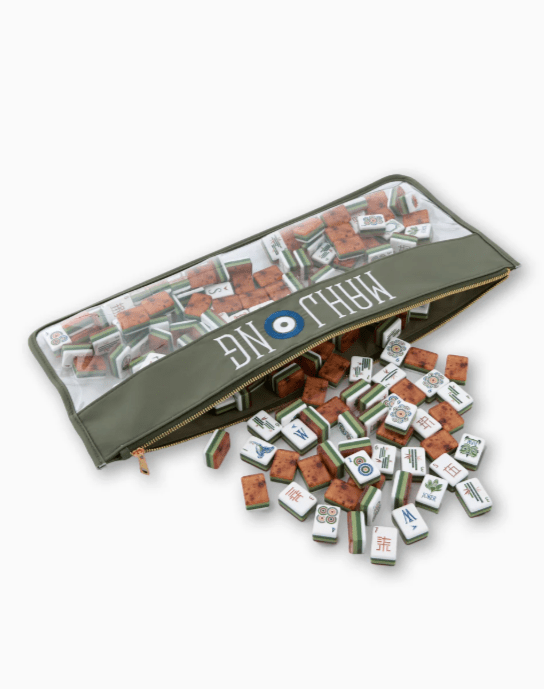 [Oh My Mahjong] Forest Green Mahjong Zippered Tile Bag - The Pink Pineapple 850