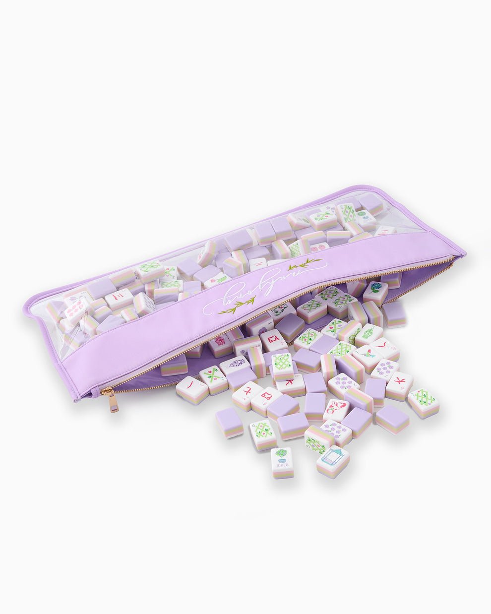 [Oh My Mahjong] Lilac Script Mahjong Bag. - The Pink Pineapple 850