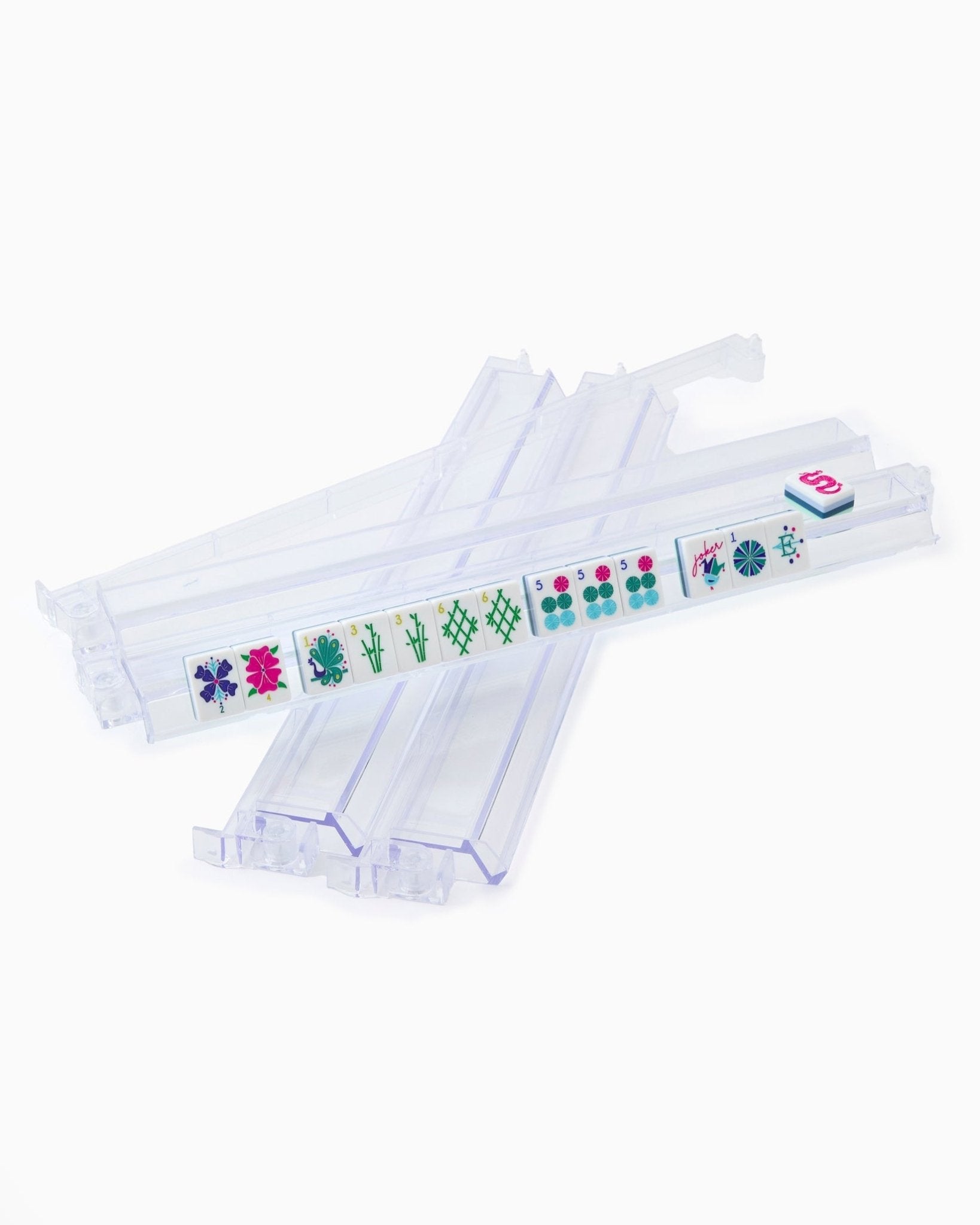 [Oh My Mahjong] Mahjong Racks with Pushers – Clear Acrylic Set - The Pink Pineapple 850