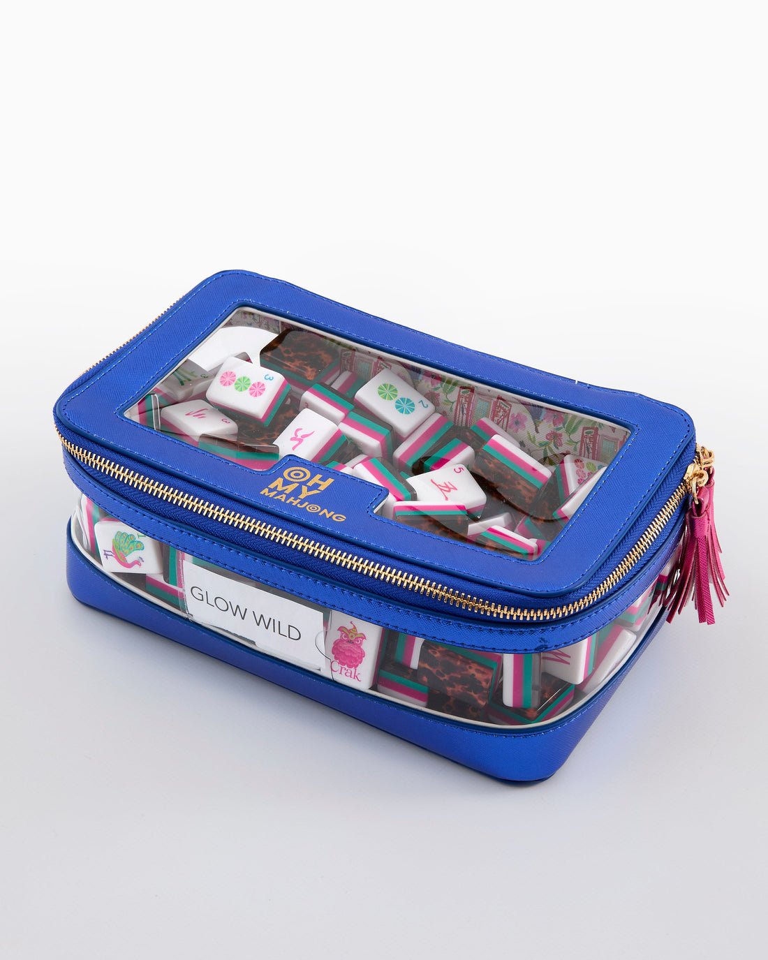 [Oh My Mahjong] Metallic Blue Mahjong Tile Storage Bag - The Pink Pineapple 850