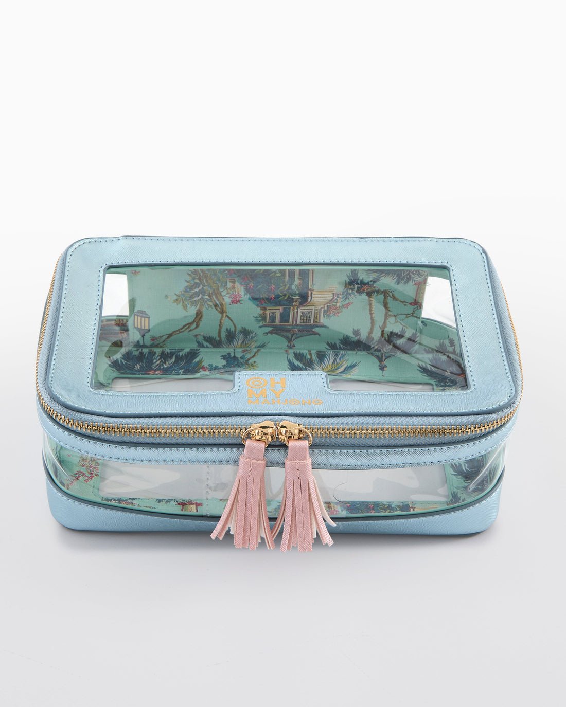 [Oh My Mahjong] Metallic Light Blue Mahjong Tile Storage Bag - The Pink Pineapple 850