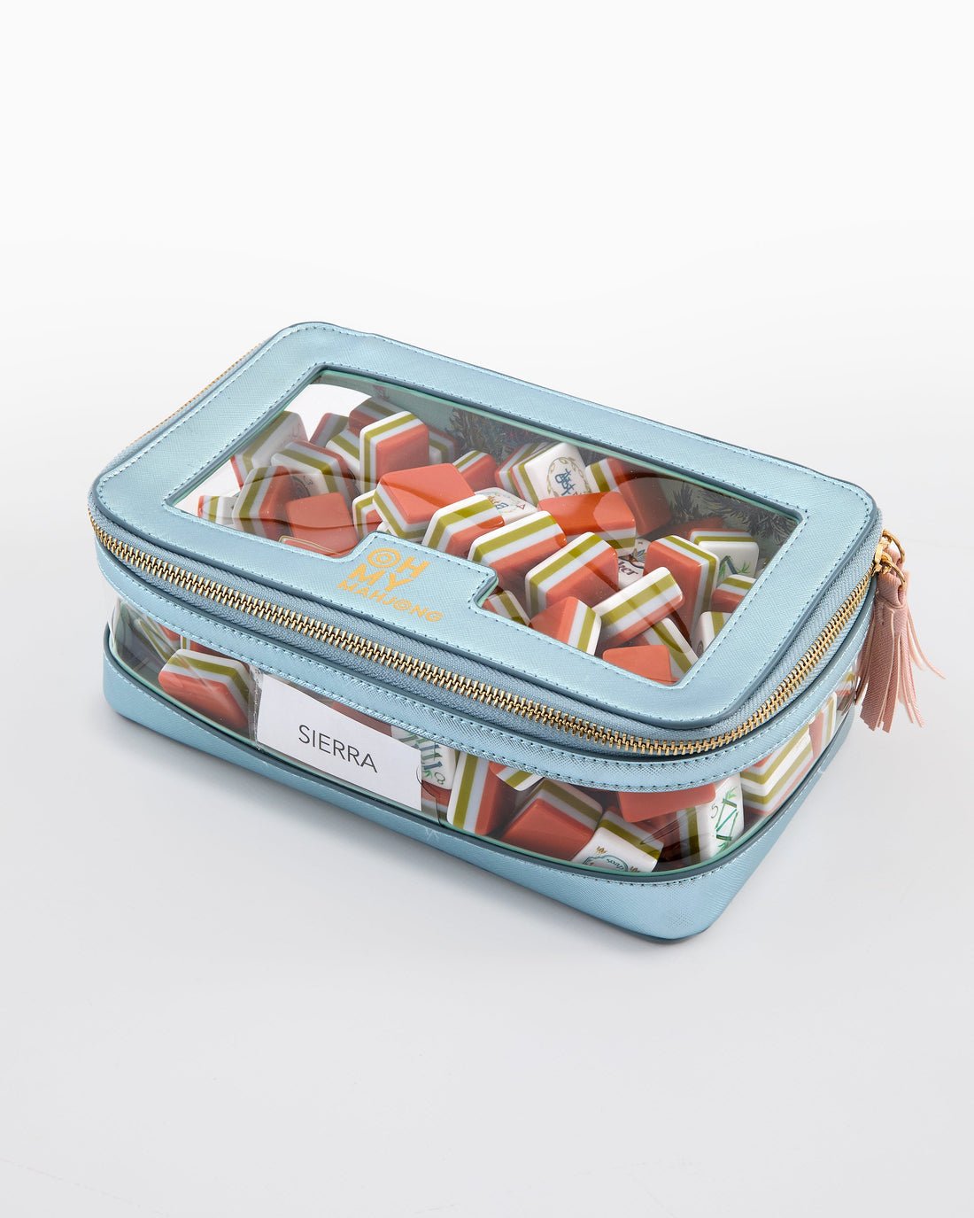 [Oh My Mahjong] Metallic Light Blue Mahjong Tile Storage Bag - The Pink Pineapple 850