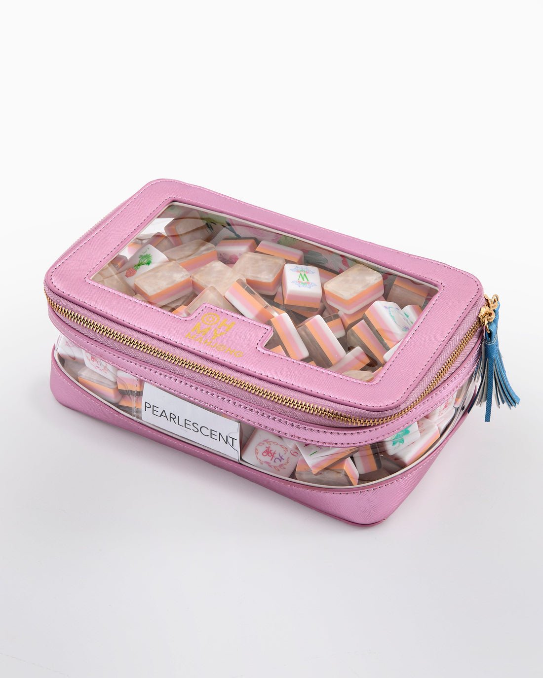 [Oh My Mahjong] Metallic Light Pink Mahjong Tile Storage Bag - The Pink Pineapple 850