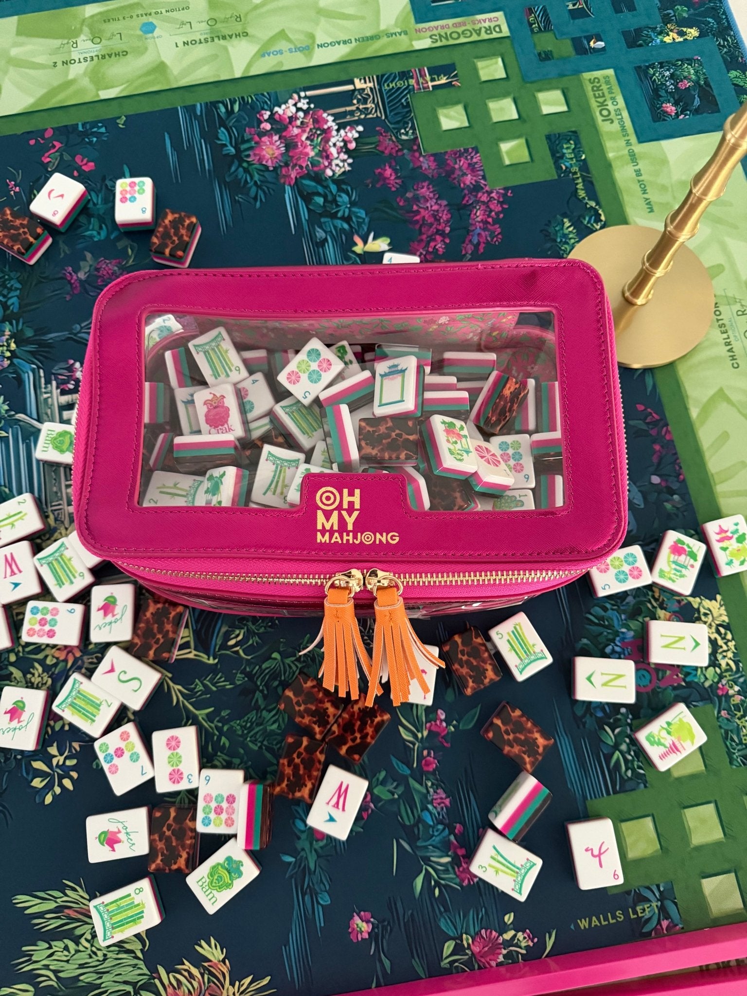 [Oh My Mahjong] Metallic Pink Mahjong Tile Storage Bag - The Pink Pineapple 850