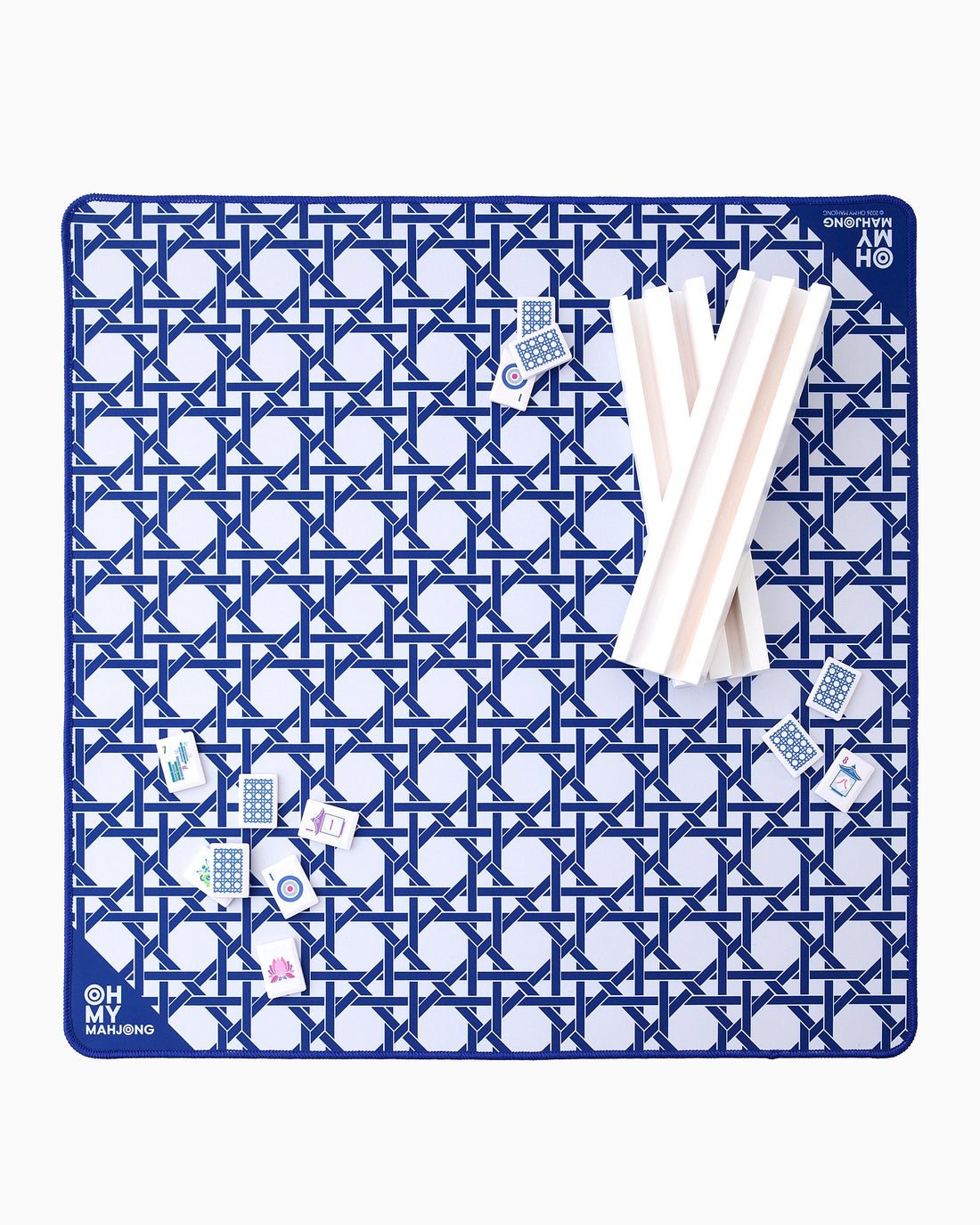 [Oh My Mahjong] Mini Blue Cane Mat - The Pink Pineapple 850