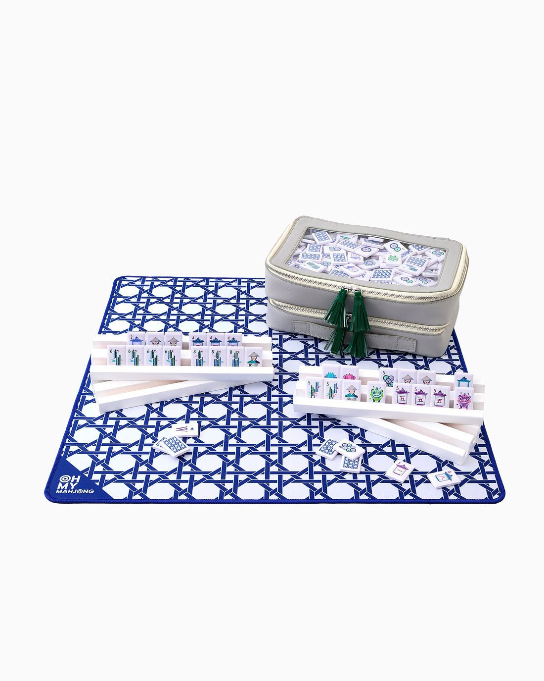 [Oh My Mahjong] Mini Blue Cane Mat - The Pink Pineapple 850