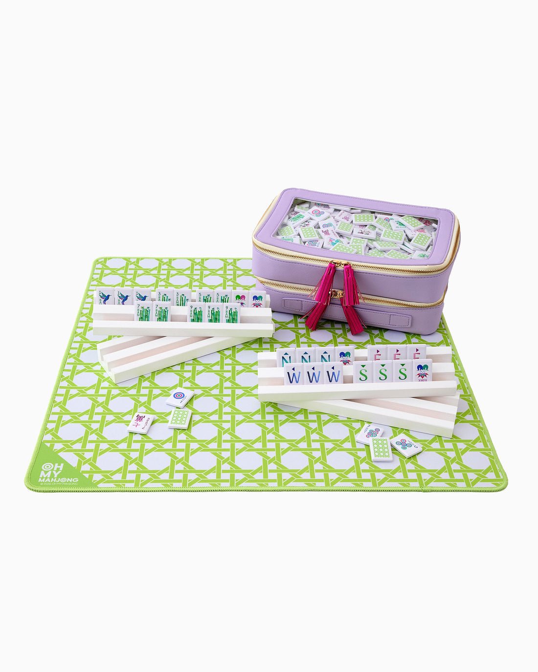 [Oh My Mahjong] Mini Green Cane Mahjong Mat - The Pink Pineapple 850