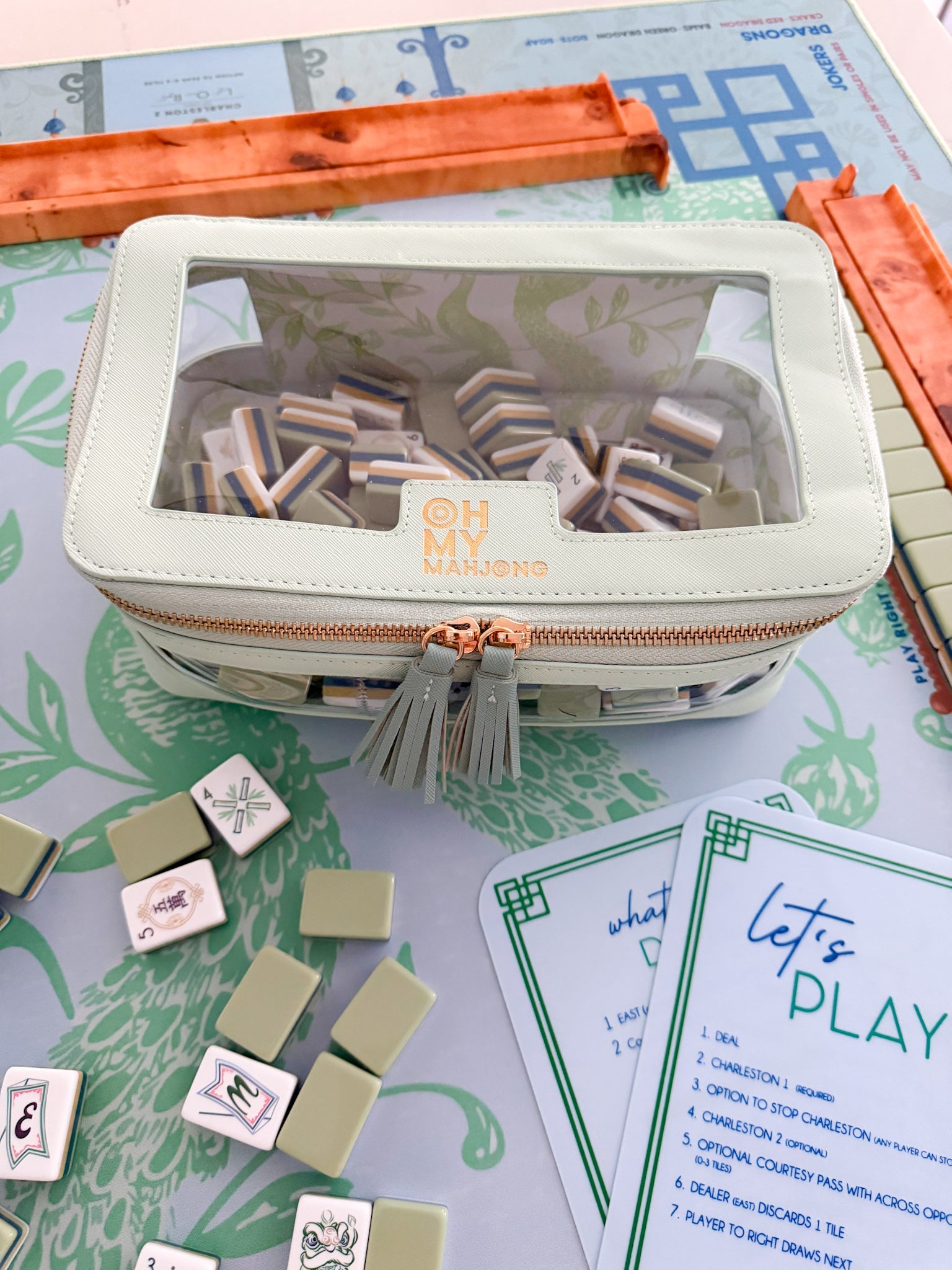 [Oh My Mahjong] Mint Mahjong Tile Storage Bag - The Pink Pineapple 850