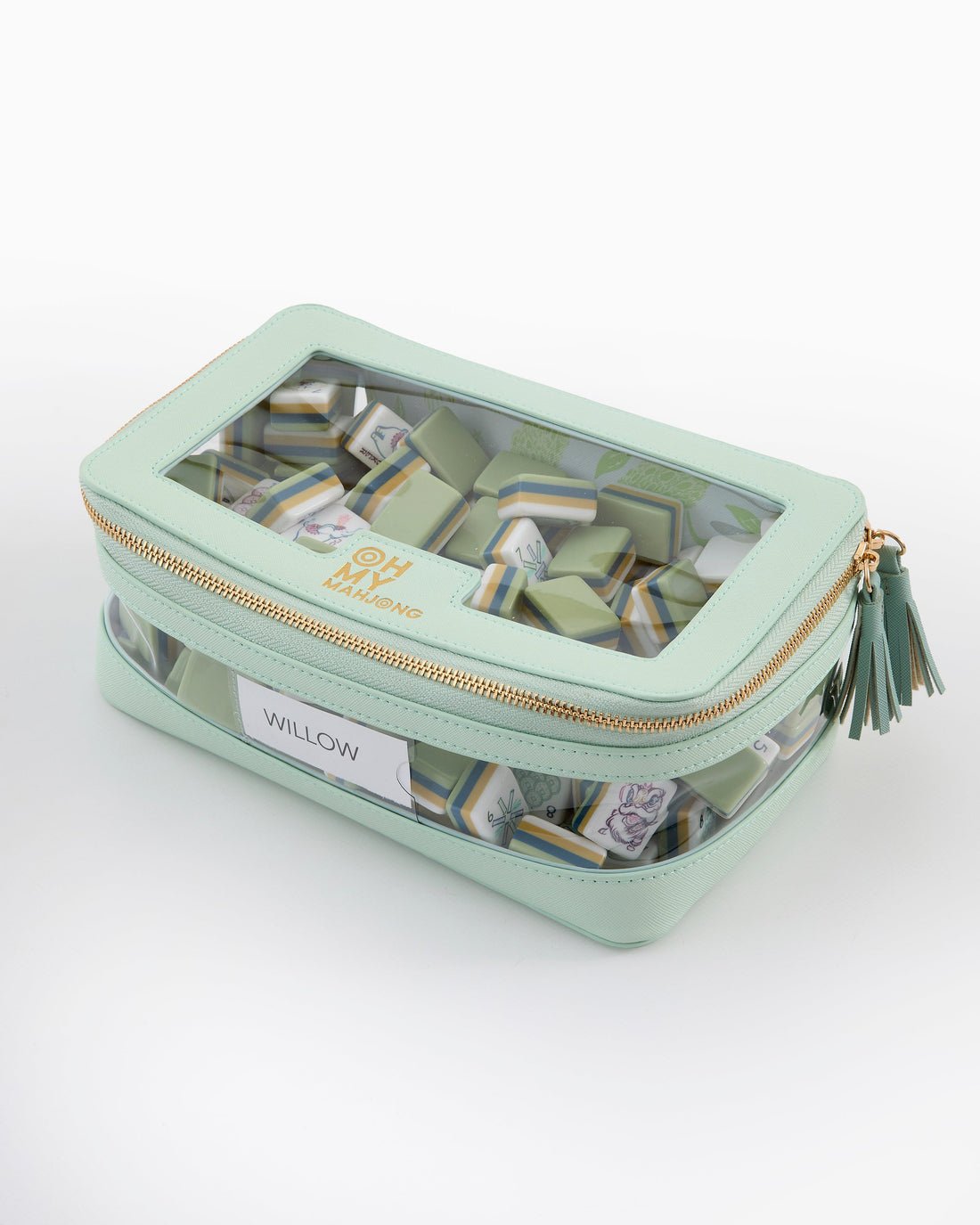 [Oh My Mahjong] Mint Mahjong Tile Storage Bag - The Pink Pineapple 850
