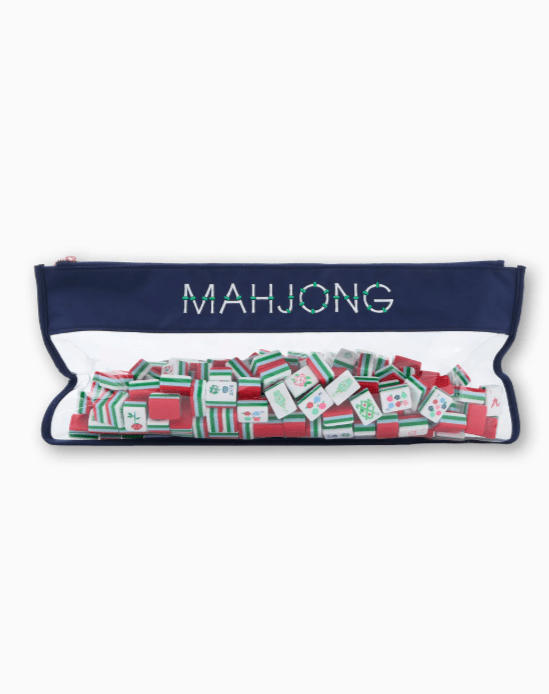 [Oh My Mahjong] Navy Bamboo Mahjong Zippered Tile Bag - The Pink Pineapple 850