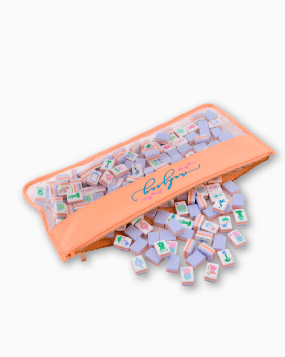 [Oh My Mahjong] Peach Script Mahjong Zippered Tile Bag - The Pink Pineapple 850