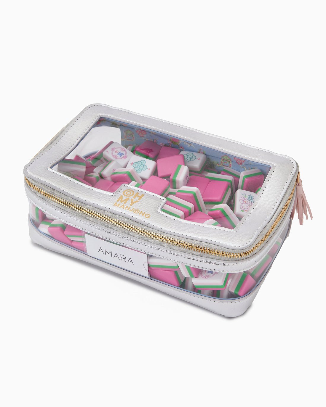 [Oh My Mahjong] Silver Mahjong Tile Storage Bag. - The Pink Pineapple 850